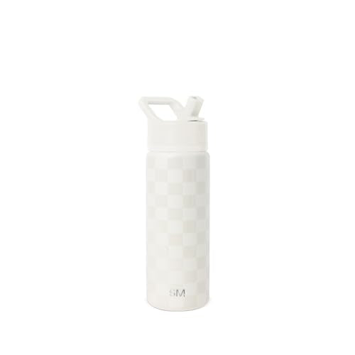 Simple Modern Insulated Water Bottle with Straw | 18oz | Checkered | Summit Stainless Steel Water Bottles, Metal Cup | Leak Proof for School, Gym, Travel, Sports | Cream Checkmate - color: Pattern: Cream Checkmate, style: 18oz