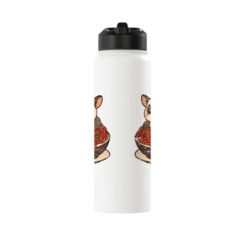 Cute Sugar Glider Spaghetti Pasta Stainless Steel Insulated Water Bottle - color: White