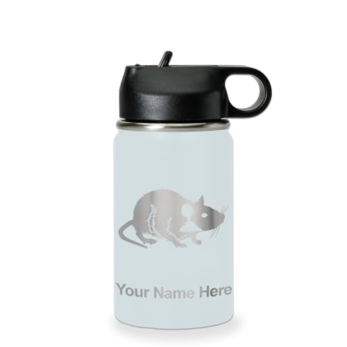 LaserGram Personalized 12oz Water Bottle, Rat (Light Blue) | Engraved Gift, Vacuum Insulated Stainless Steel, Flip-Top Straw Lid, Laser Engraved With Your Name - color: Light Blue, size: 12 Ounces