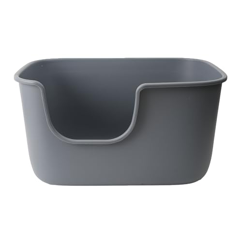 SpaceTime Extra Large Litter Box with High Sides & Low Entry,XL Anti-Splashing Kitty Litter Pan,Jumbo Multi Cat Litter Box,Tool-Free Assembly,Easy to Clean (Grey) - color: Pure Grey