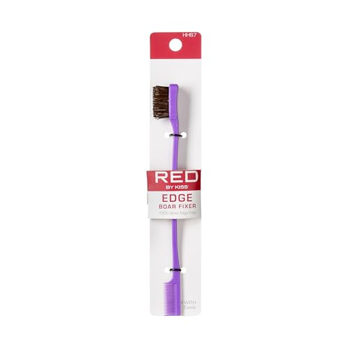 Red by Kiss Ultimate Edge Fixer Professional Boar Hair Brush (100% Boar Hair) (BSH25) - color: Purple Board Brush with Comb End