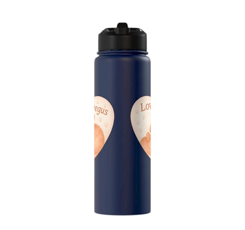 Love My Degus Heart Degu Lover Stainless Steel Insulated Water Bottle - color: Navy Blue