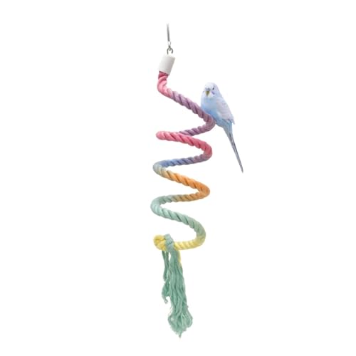 31.5" Bendable Bird Perch Cotton Rope Rainbow Bird Toy Twistable Ladder Swing Chewable Gym for Parakeets Cockatiels Conures Lovebirds