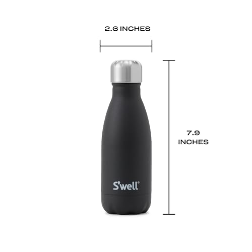 S'well Stainless Steel Water Bottle, 9oz, Onyx, Triple Layered Vacuum Insulated Containers Keeps Drinks Cold for 24 Hours and Hot for 12, BPA Free, Perfect for On the Go - color: Onyx, size: 9 Ounces