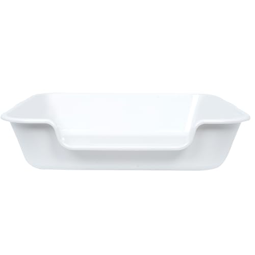 Extra Large Low Entry ABS Cat Litter Box, White, 24" L x 20" W, 1 Pack | Durable low entry litter box, non-stick, odor-free, ideal for seniors, kittens, rabbits, large cats and multi-pet homes. - color: White, size: Large (Pack of 1)