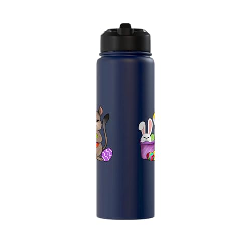 Cute degu painting Easter eggs Stainless Steel Insulated Water Bottle - color: Navy Blue