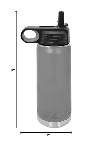 LaserGram Personalized 20oz Water Bottle, Snail (Gray) | Engraved Gift, Vacuum Insulated Stainless Steel, Flip-Top Straw Lid, Laser Engraved With Your Name - color: Gray, size: 20 Ounces