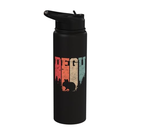 Degu Owner Retro Chilean Rodent Degus Stainless Steel Insulated Water Bottle - color: Black