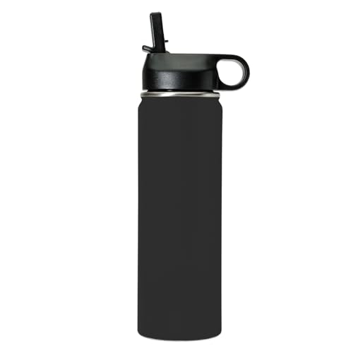 LaserGram Personalized 20oz Water Bottle, Tree Frog (Black) | Engraved Gift, Vacuum Insulated Stainless Steel, Flip-Top Straw Lid, Laser Engraved With Your Name - color: Black, size: 20 Ounces