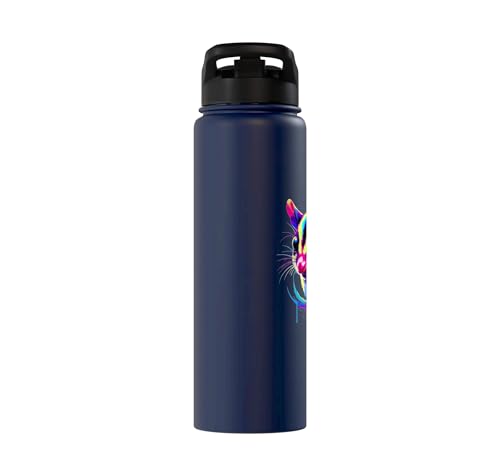 Dripping Paint Art Sugar Glider Sugar Gliders Stainless Steel Insulated Water Bottle - color: Navy Blue