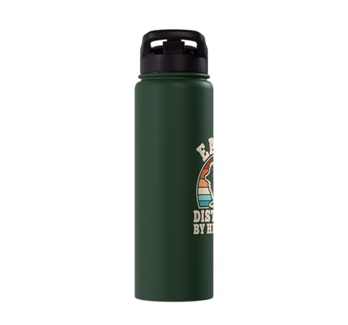 Easily Distracted By Hedgehogs Retro Hedgehog Men Women Kids Stainless Steel Insulated Water Bottle - color: Dark Green