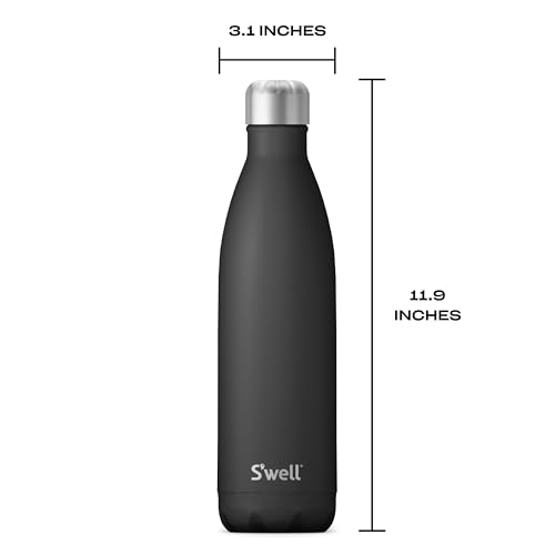 S'well Stainless Steel Water Bottle, 25oz, Onyx, Triple Layered Vacuum Insulated Containers Keeps Drinks Cold for 48 Hours and Hot for 24, BPA Free, Perfect for On the Go - color: Onyx, size: 25 Ounces