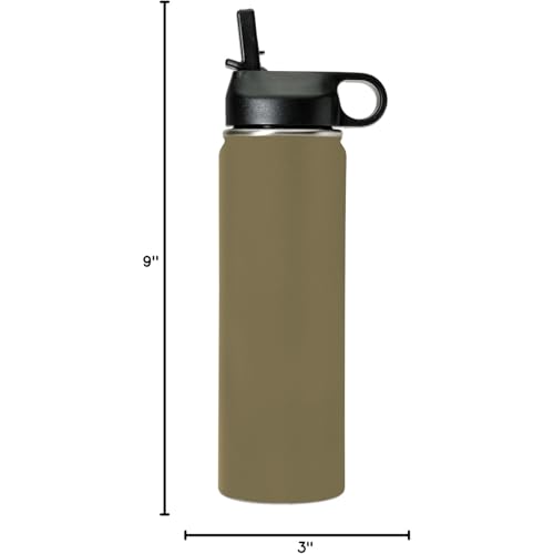 LaserGram Personalized 20oz Water Bottle, Snail (Camo Green) | Engraved Gift, Vacuum Insulated Stainless Steel, Flip-Top Straw Lid, Laser Engraved With Your Name - color: Camo Green, size: 20 Ounces
