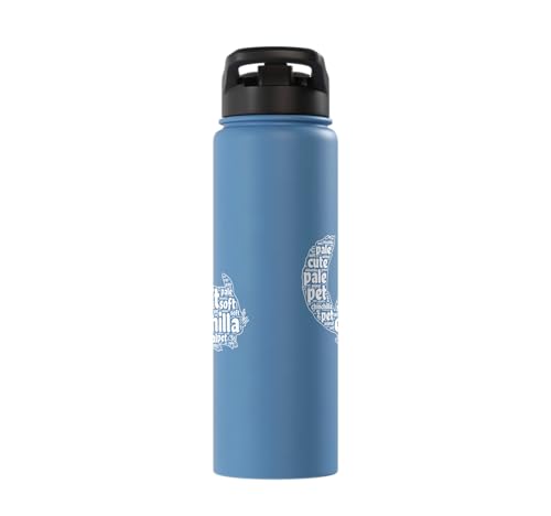 Chinchilla Word Cloud Pet Animal Funny Chinchillas Stainless Steel Insulated Water Bottle - color: Light Blue