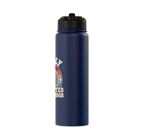 Easily Distracted By Hedgehogs Retro Hedgehog Men Women Kids Stainless Steel Insulated Water Bottle - color: Navy Blue