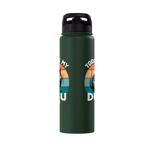 Funny Degu Stainless Steel Insulated Water Bottle - color: Dark Green