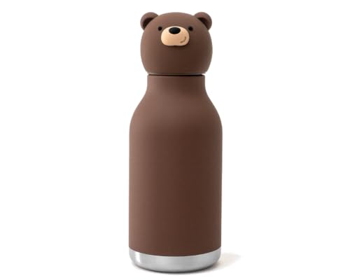 asobu Bestie Water Bottle, Cute Collectible Character, Leak Proof, BPA Free | 16 oz, Stays Cold 24 Hours, Double Wall Vacuum Insulation, Food Grade Stainless Steel, Spill Resistant, Great Gift Idea - color: Brown Bear