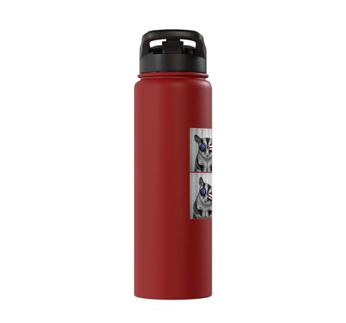 Sugar Glider 4th of July US American Flag Patriotic Stainless Steel Insulated Water Bottle - color: Red