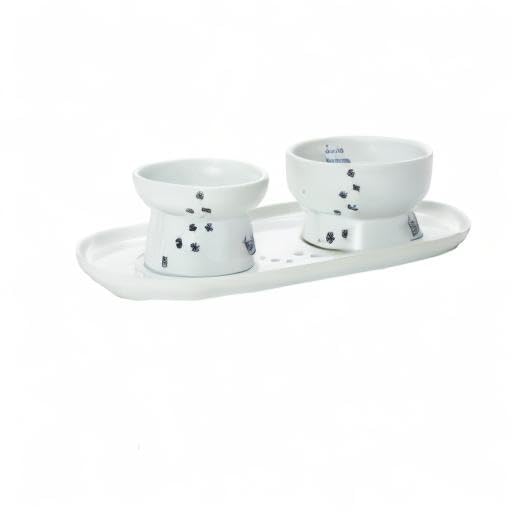 Necoichi Raised Cat Bowl Dining Tray (Bowl Set with Dining Tray)
