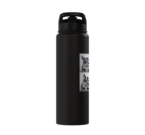 Sugar Glider 4th of July US American Flag Patriotic Stainless Steel Insulated Water Bottle - color: Black