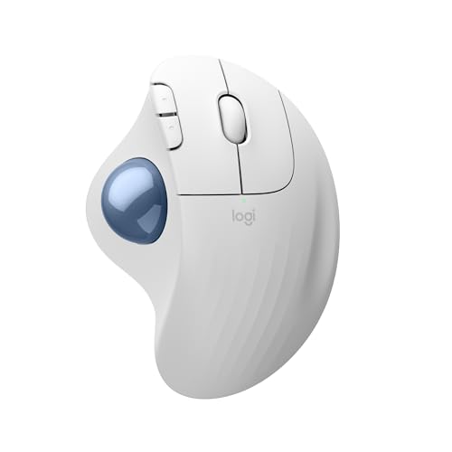 Logitech Ergo M575S Wireless Bluetooth Trackball Mouse- Off-White Blue Ball | Easy thumb control, precise and smooth tracking, Bluetooth and includes Logi Bolt USB receiver, PC Mac compatible - color: White + Blue Ball