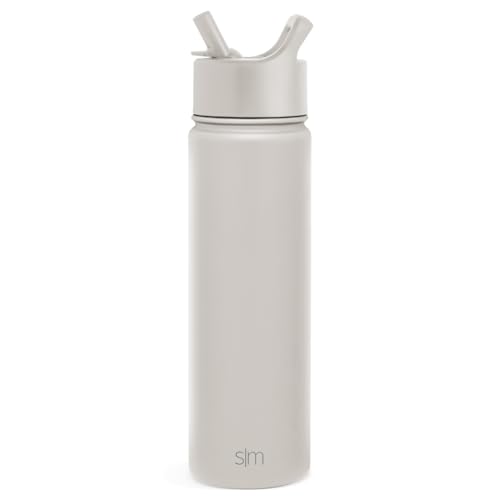 Simple Modern Insulated Water Bottle with Straw | 22oz | Beige | Summit Stainless Steel Water Bottles, Metal Cup | Leak Proof for School, Gym, Travel, Sports | Almond Birch - color: -Almond Birch, style: 22oz