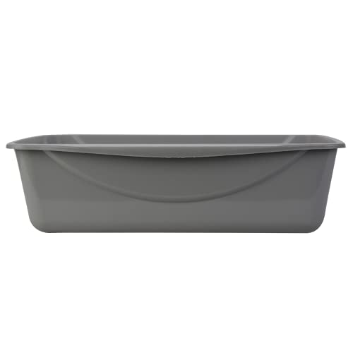 Petmate Open Cat Litter Box; Large Nonstick Litter Pan Durable Standard Box, Grey Great for Small & Large Cats Easy to Clean; Made in USA | Easy to clean standard tray for small and big felines, smooth surface releases clumps, simple everyday scooping and