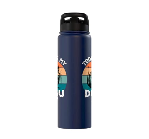 Funny Degu Stainless Steel Insulated Water Bottle - color: Navy Blue