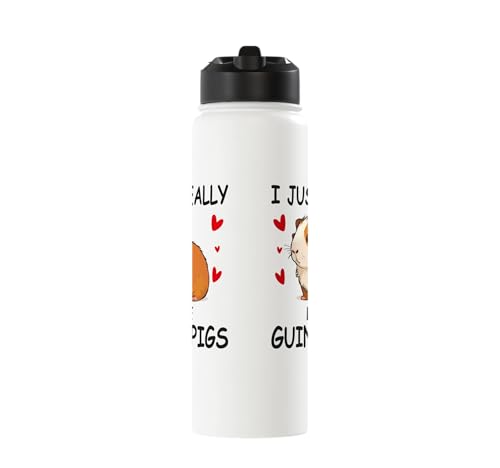 I just really love guinea pigs, Cute Guinea pig Stainless Steel Insulated Water Bottle - color: White