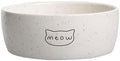 Pearhead Meow Ceramic Cat Bowl, Holds 1.3 Cups, Small Food and Water Bowl for Cats, Pet Dish, Microwave and Dishwasher Safe (Pack of 12) - color: Speckled "Meow", size: Single Bowl (Pack of 12)