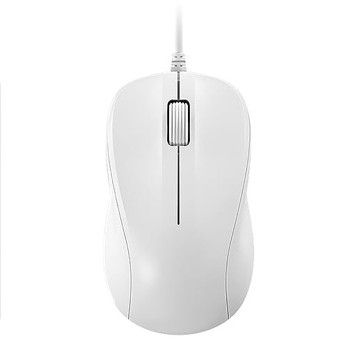 USB Silent Wired Computer Mouse with Easy Click for Office and Home, 1200DPI, Premium and Portable, Compatible with Windows PC, Laptop, Desktop, Notebook (White) - color: White