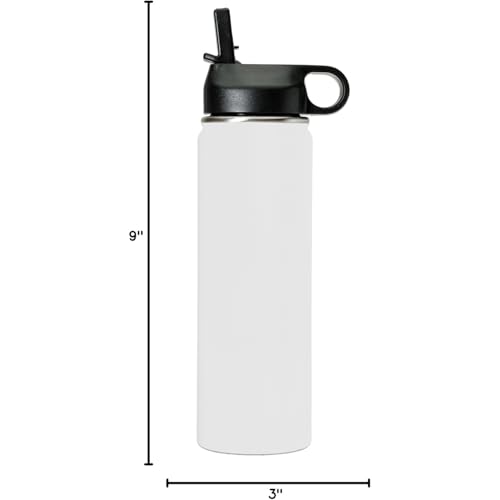 LaserGram Personalized 20oz Water Bottle, Rat (White) | Engraved Gift, Vacuum Insulated Stainless Steel, Flip-Top Straw Lid, Laser Engraved With Your Name - color: White, size: 20 Ounces