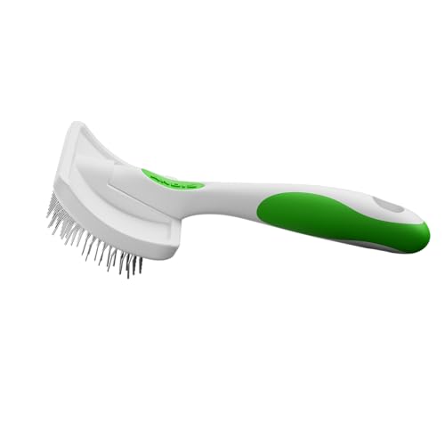 Andis 68565 Stainless-Steel Slicker Brush, Medium, Green | Curved bristles reduce shedding & promote hair growth, pet grooming brush, durable lightweight