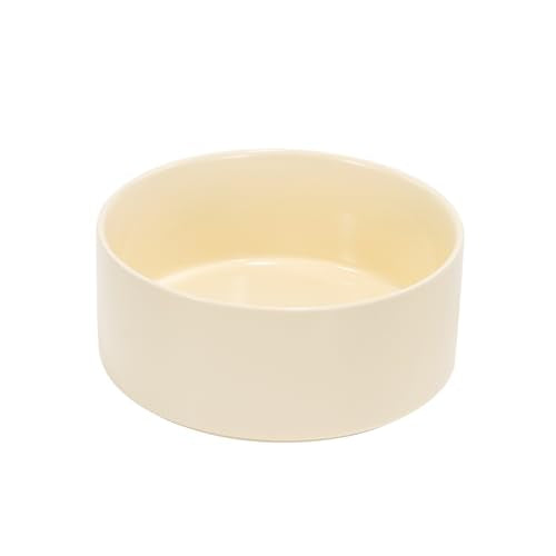 SPUNKYJUNKY 13.5OZ Ceramic Dog and Cat Bowl, Modern Cute Weighted Food Water Bowl for Replacement Beige (2 Pack) - color: Beige, size: 1.7 CUPS × 2