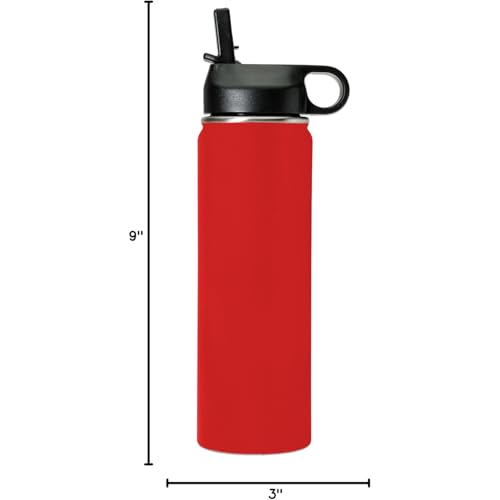 LaserGram Personalized 20oz Water Bottle, Tree Frog (Red) | Engraved Gift, Vacuum Insulated Stainless Steel, Flip-Top Straw Lid, Laser Engraved With Your Name - color: Red, size: 20 Ounces