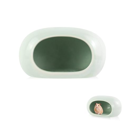 Ceramic Hamster Hideout, Cooling Hamster House All-Season Small Animal Cave, Easy to Clean Cave for Dwarf Hamsters, Gerbils, Mice (Light Green) - color: Light Green