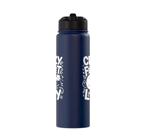 Crazy Ferret Owner Women Ferrets Stainless Steel Insulated Water Bottle - color: Navy Blue