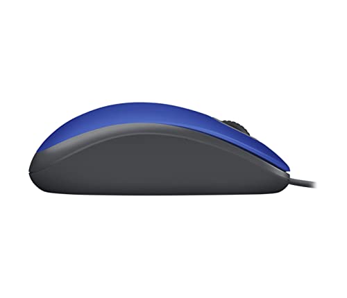 Logitech M110 Wired USB Mouse, Silent Buttons, Comfortable Full-Size Use Design, Ambidextrous PC/Mac/Laptop - Blue - color: Blue