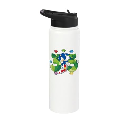 Sonic the Hedgehog: 35th Anniversary Key Visual Stainless Steel Insulated Water Bottle - color: White