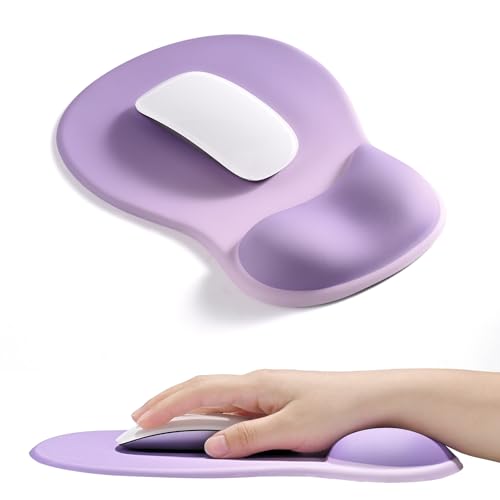 EooCoo Mouse Pad with Gel Wrist Rest, Ergonomic Mousepad Wrist Alignment | Middle Concave Design for Natural Wrist Alignment, Non-Slip Base Mousepad, Carpal Tunnel Relief, Office Desk Accessories - color: Purple