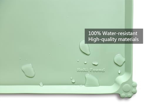Hoki Found L Silicone Non Slip Pet Dog Cat Bowl Mats - Placemat, Feeding Mat - Waterproof for Carpet - Jade - color: Jade, size: 22" x 14"