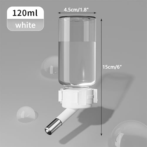 120ml No Drip Hamster Water Bottle, Wall Mounted Wire Cage Water Feeder with Adjustable Stand, Double Ball Leak Proof Small Pet Water Dispenser for Hamster Rabbit Hedgehog Gerbil Mice