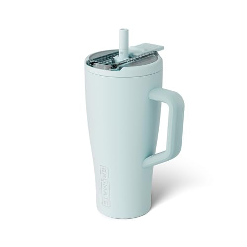 BrüMate Era Flip 30oz Tumbler with 100% Leakproof Covered Straw Lid | Hygienic Covered Straw | Insulated Stainless Steel Water Bottle with Handle | Cup Holder Friendly | BPA-Free (Blue Agave) - color: Blue Agave, size: 30 Ounces