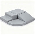 Sumbababy Foam Climbing Blocks for Toddlers: 4 PCS Soft Play Toys - Waterproof PU Leather Climber - Kids Indoor Playground Set for Preschool and Daycare - style: Grey