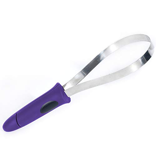 BOTH WINNERS Dual-Sided Shedding Blade with Stainless Steel Blade De-Shedding Tool for All Dog Coat Types- Soft Touch Grip (PURPLE) - color: Purple