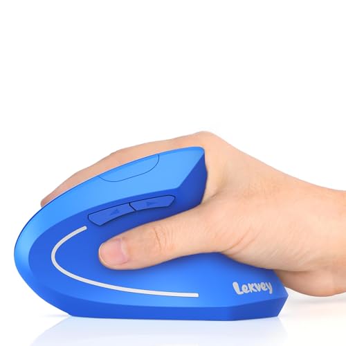 Lekvey Ergonomic Mouse, Rechargeable 2.4G USB Vertical Wireless Mouse, Blue | USB-C Charging, Wireless Plug & Play, 800/1200/1600 DPI, Quiet Clicks, 6 Buttons, Reduce Wrist Fatigue, for Laptop, Mac, PC - color: Blue