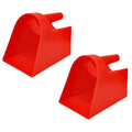 3 Quart Enclosed Feed Scoop Livestock – 2 Pack Stackable Pet Food Red Scoops, Durable Super Heavy-Duty Plastic Grain Scooper for Dog, Cat Litter, Flour, Rice, Chicken, Garden Soil, Barn, Ranchers Farm