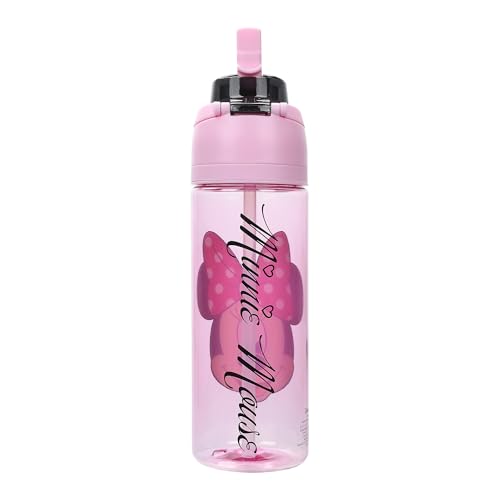 Bioworld Minnie Mouse Classic Big Face Pink 24 Oz Plastic Water Bottle With Dual Spout Lid - color: Minnie Mouse Classic Big Face