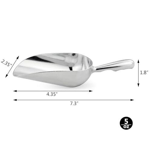 New Star Foodservice 34509 One-Piece Cast Aluminum Round Bottom Bar Ice Flour Utility Scoop, 5-Ounce, Silver (Hand Wash Only) - size: 5-Ounce