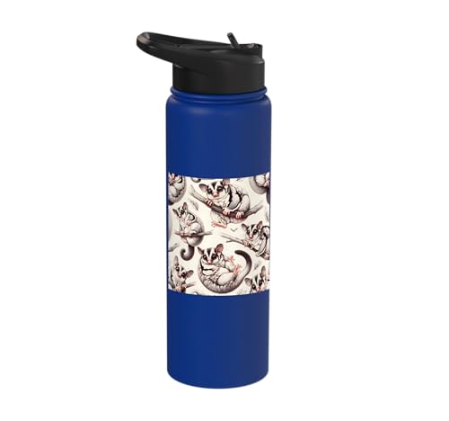 Beautiful Sugar Glider Pattern Aesthetic Sugar Gliders Stainless Steel Insulated Water Bottle - color: Royal Blue